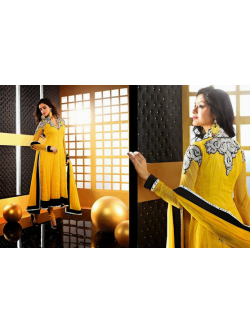 Designer Yellow Georgette Brasso Suit